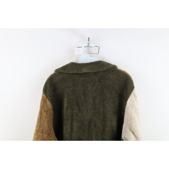 Vintage 90s Streetwear Womens XL Color Block Deep Pile Fleece Sweater Jacket - Picture 11 of 12
